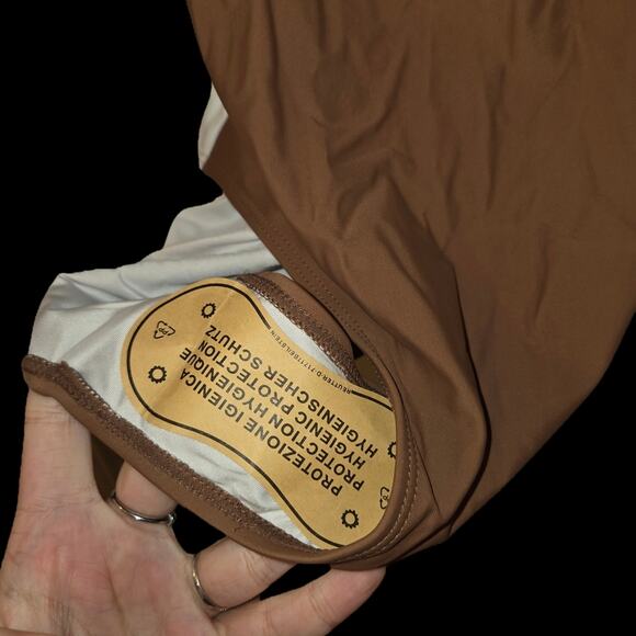 Brown and White Swimwear With Tie Up Back NWT - Picture 2 of 4